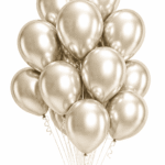 Latex Ballons Ø 30 cm Chrom Weiß Gold
