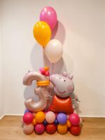 Peppa Wutz Ballonbouquet mit Zahl – fertig befüllt