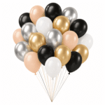 Latex Ballon Set 3 Strauß Schwarz Silber Gold