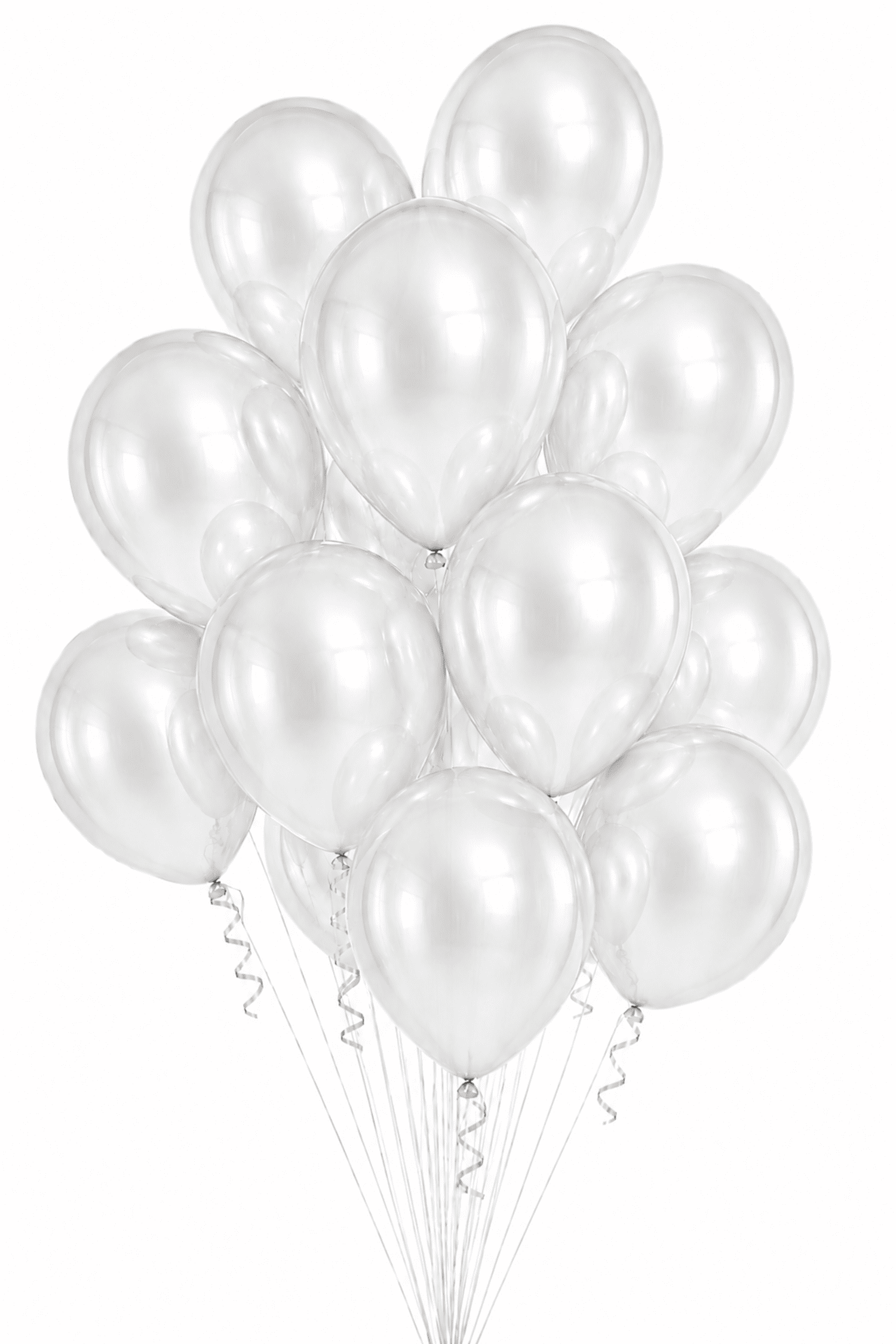 Latex Metallic Silber Strauß Latex Ballons Ø 30 cm Metallic Silber – Bild 1
