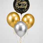 Ballonset Happy Birthday Schwarz Gold und Silber