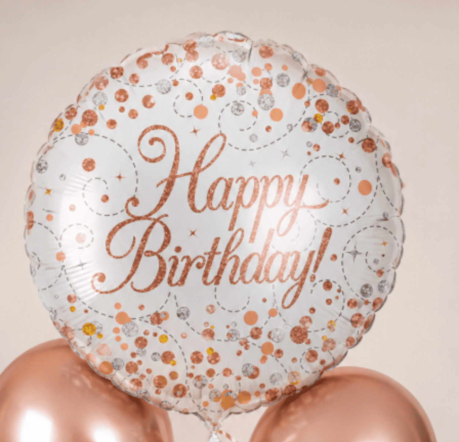 HB roségold rund Folienballon rund Happy Birthday Roségold, Blau, Schwarz oder Gold – Bild 1