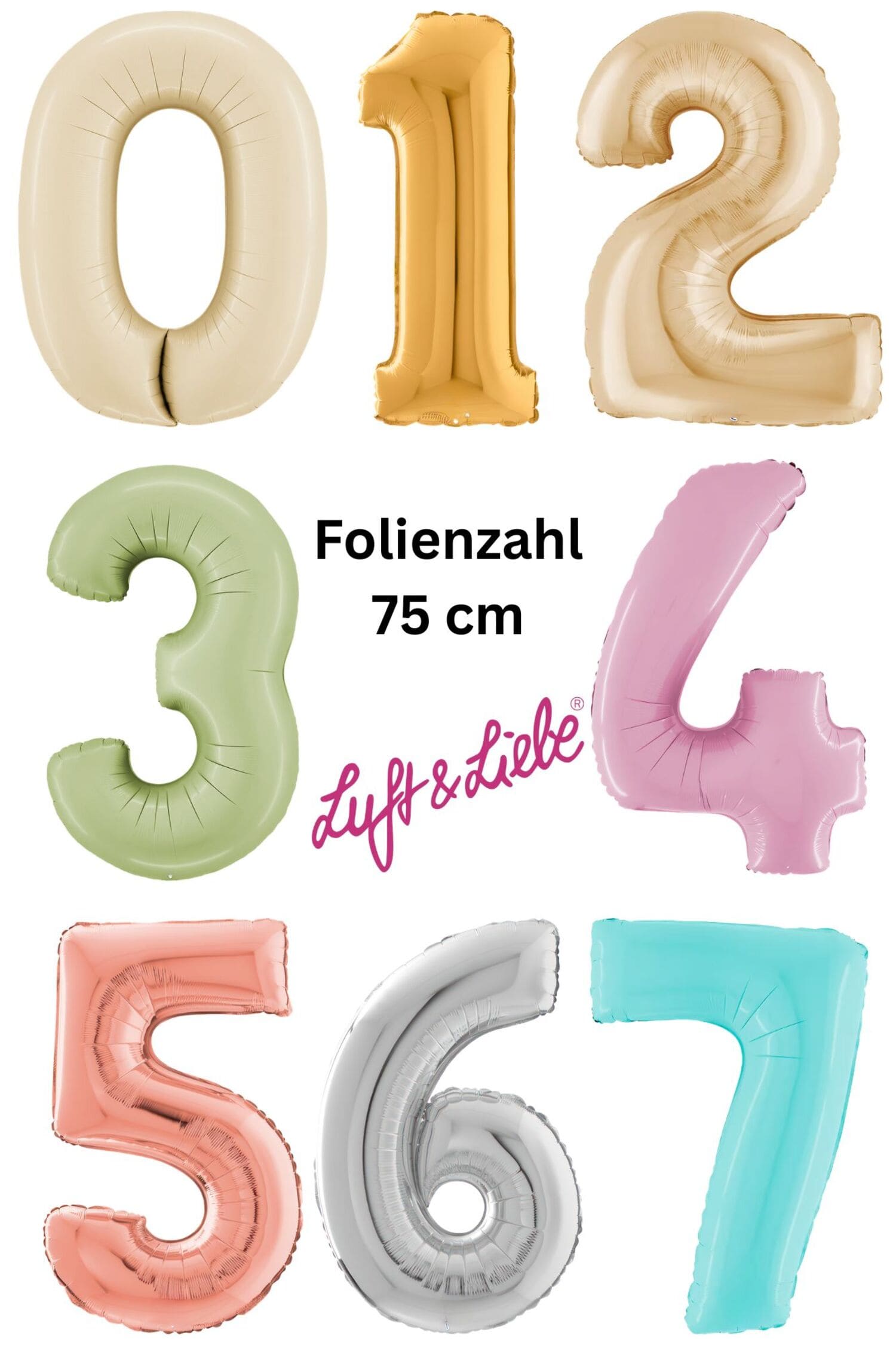 Folienzahl 75 cm (1) Folienzahl 75 cm große Farbauswahl - für Helium oder Luft Füllung geeignet – Bild 1